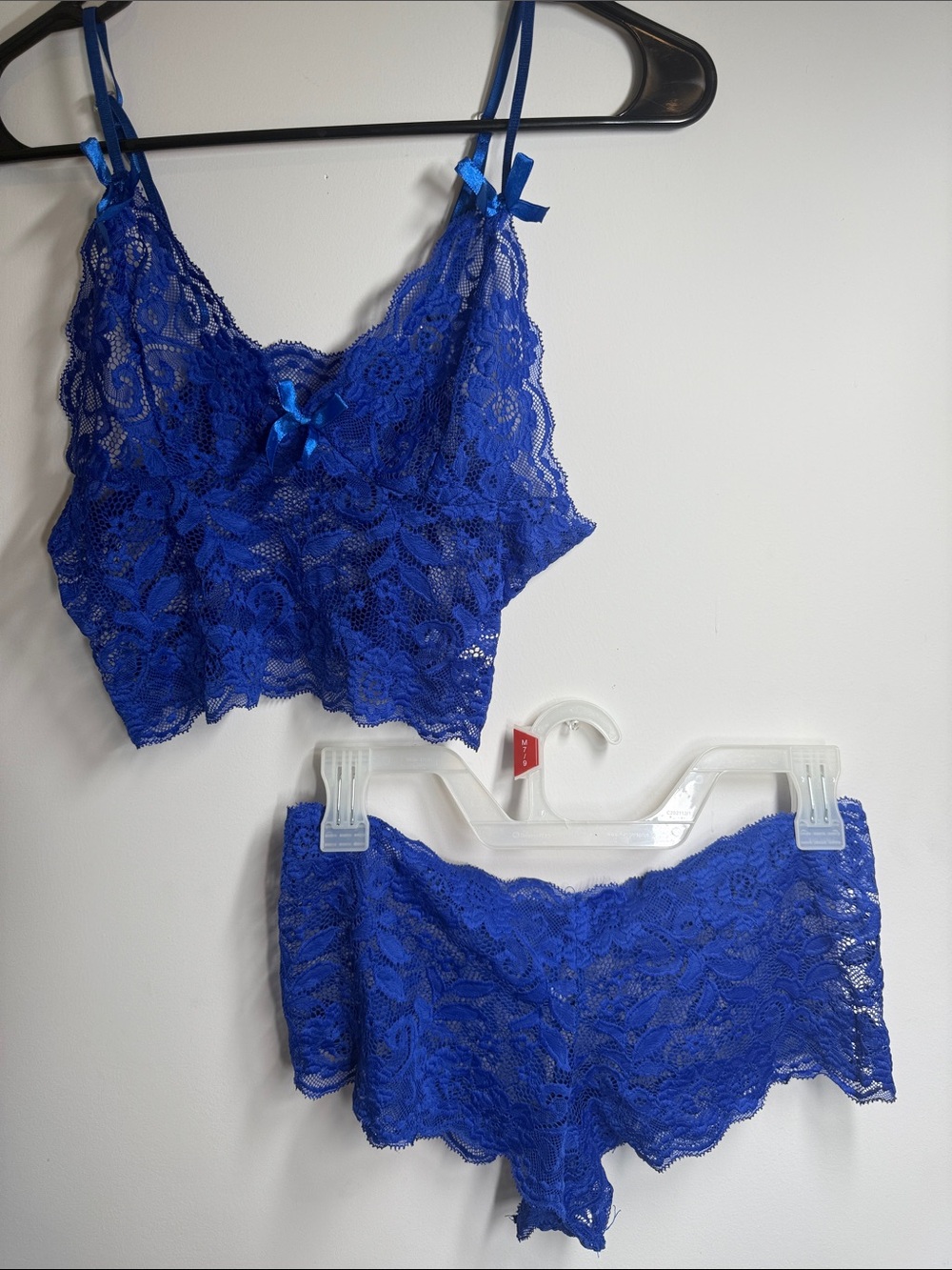 Blue Lace Bralette and Cheeky Boyshort Set